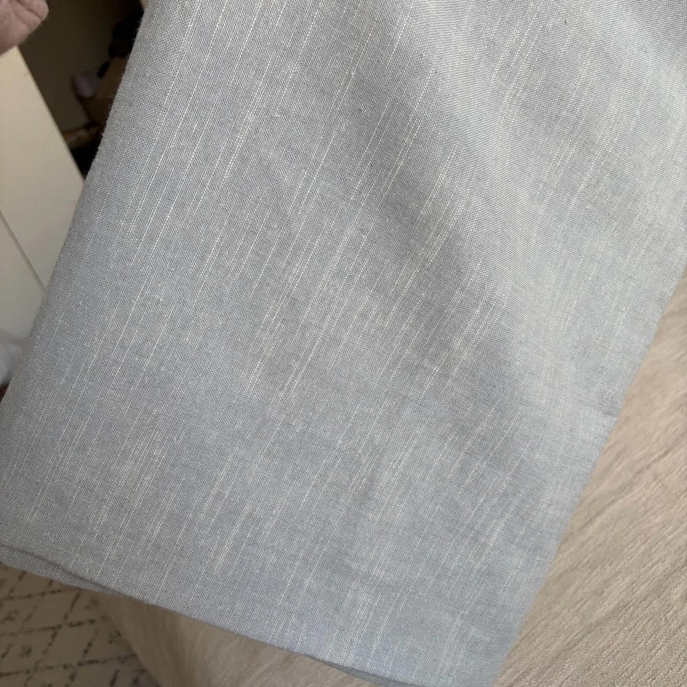 Pottery Barn Custom Belgian Flax Linen Blackout Blue Curtain Panel 42 x 128 in